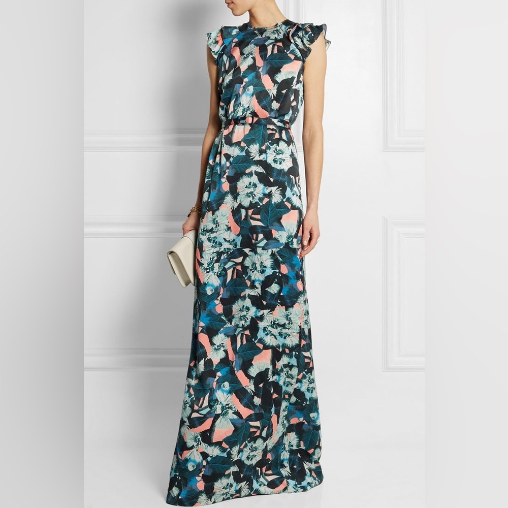 Erdem Rylie Floral-Print Washed-Silk Gown